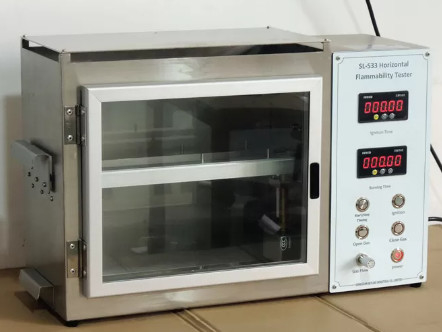 Buon prezzo ISO 3795 ASTM D5132 Apparecchiature di prova dell'inflamabilità orizzontale tessile Apparecchiature di prova dell'inflamabilità orizzontale in linea
